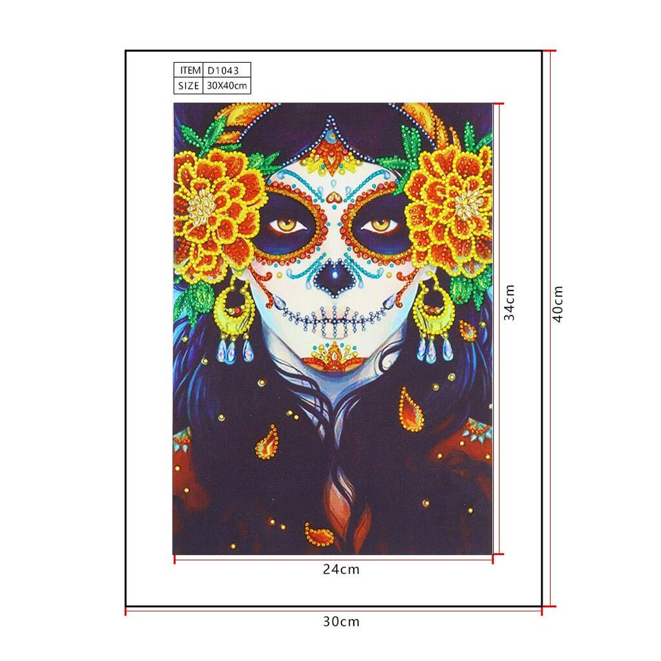 Happy Skull With Happy Flowers