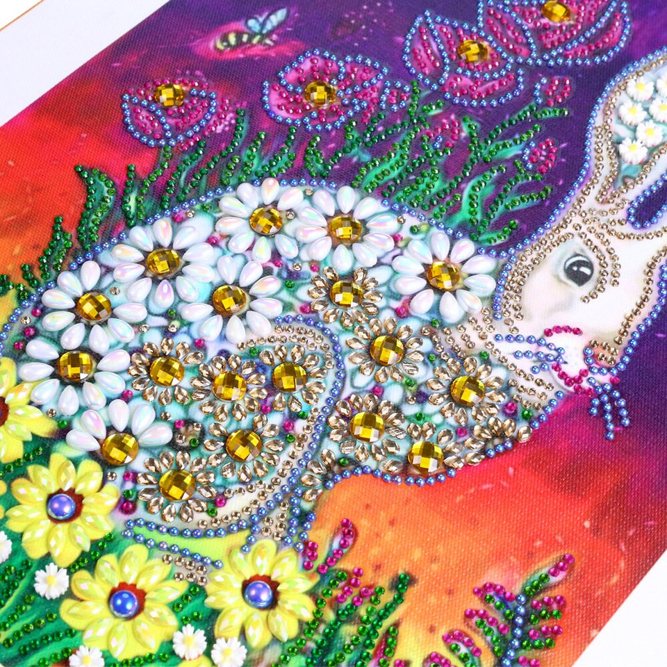 Cute Rabbit With Flowers