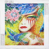 Sad Girl With Bird And Flower