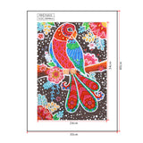Cute Parrot On Branch With Flowers