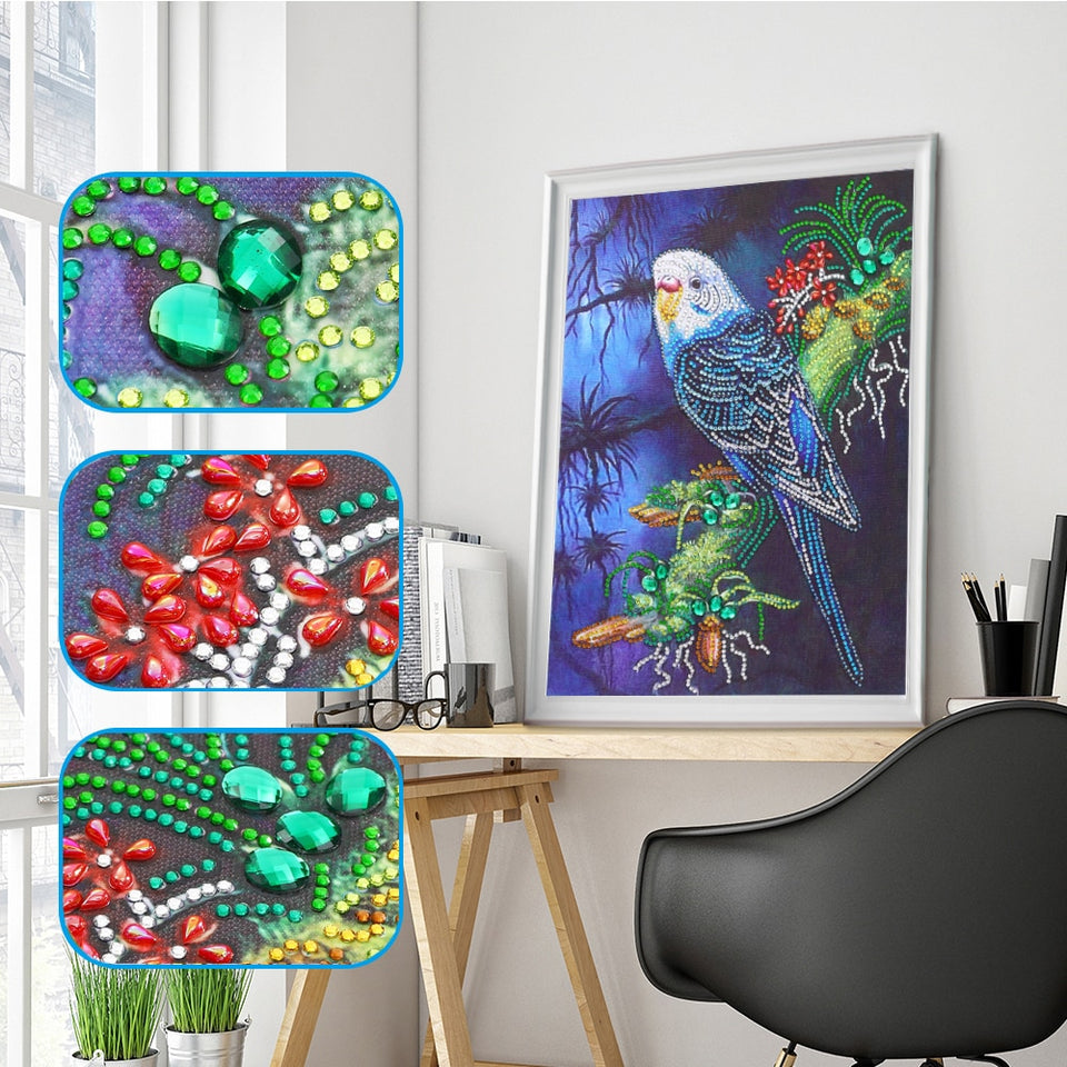 Blue And White Parrot On Branch