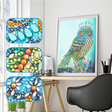 Owl With Crown Colorful Painting