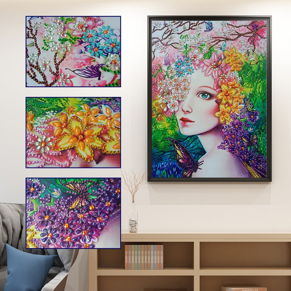 Girl With Colorful Flowers