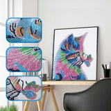 Colorful Cat With Butterfly