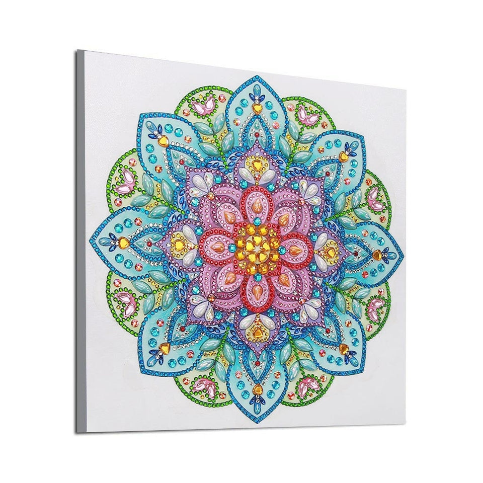 Blue and Pink Motif Flowers Painting