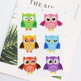 6 Pcs Set - Owl Stickers - Round Diamonds