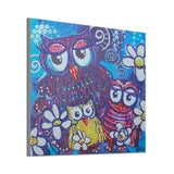 Three Cute Owls With Flowers