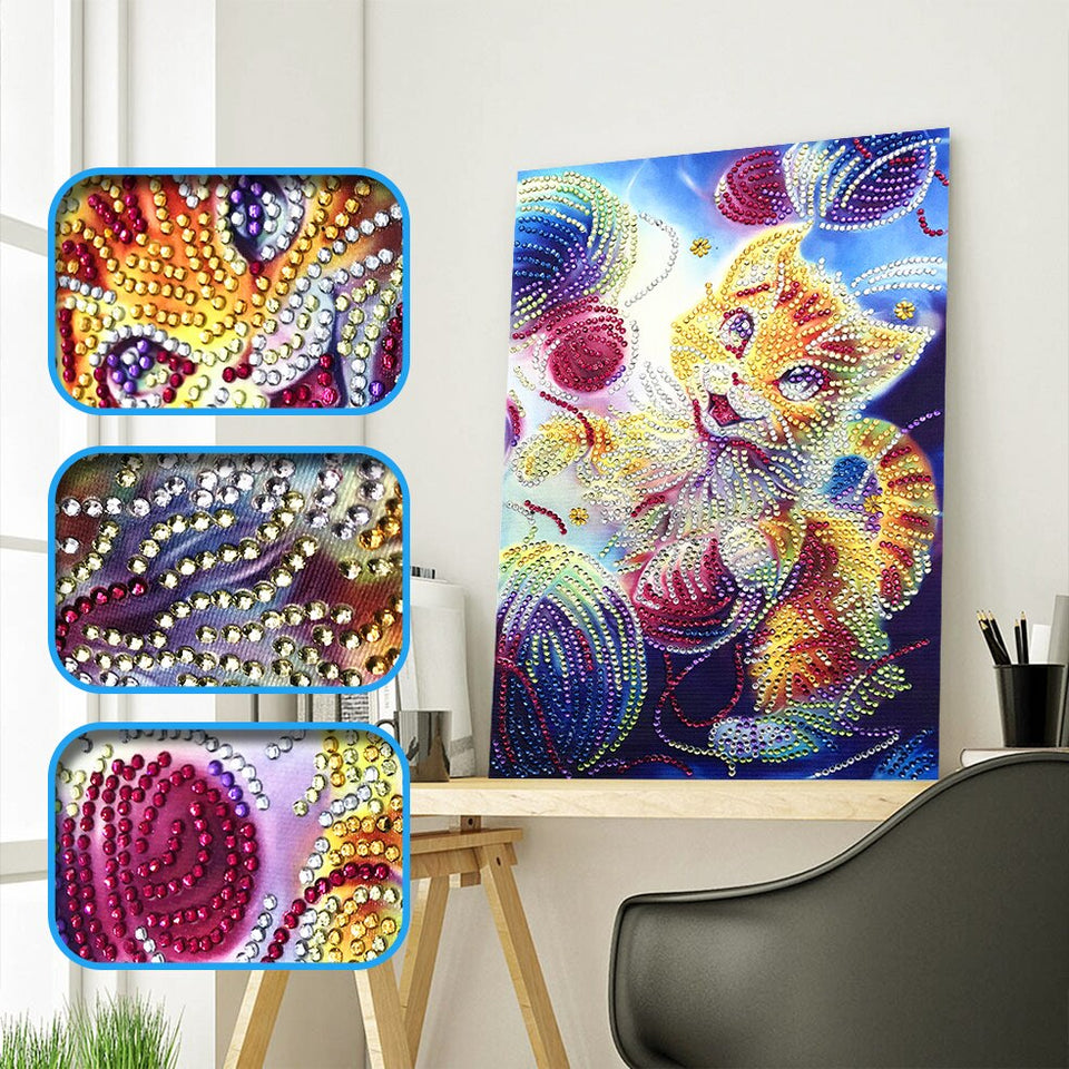 Happy Colorful Cat Painting