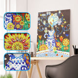 Cat And Owls Colorful Painting