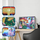 Mushrooms With Butterfly In Jungle Special Diamond Painting