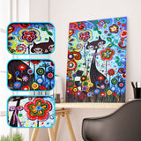 Cute Cat With Colorful Flowers