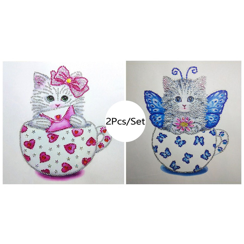 Cute Cats In Cups 2Pcs/set