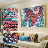 Flaying Tiger Cute Painting