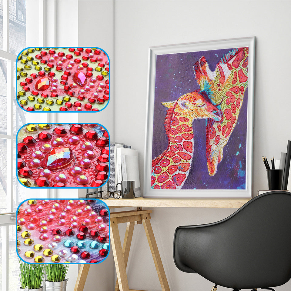 Two Giraffe Colorful Painting