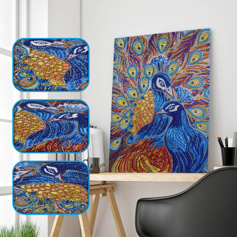 Two Cute Blue Peacocks