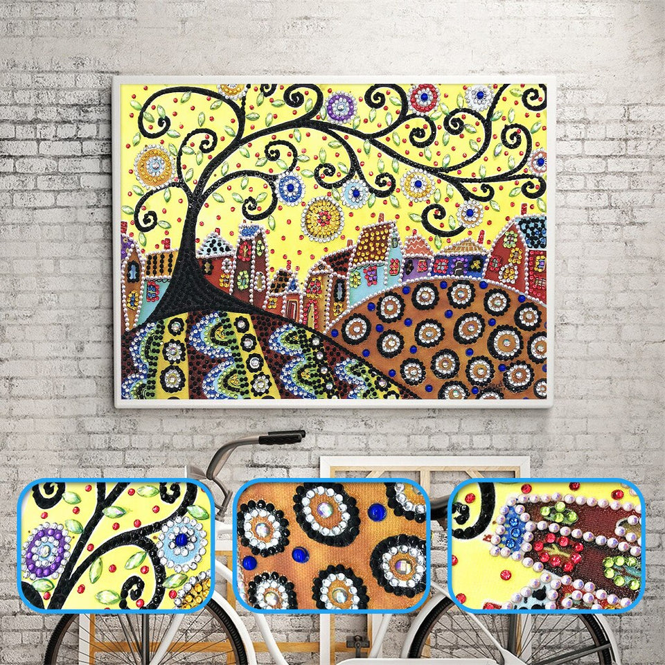 House And Tree Lovely Colorful Painting
