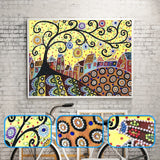 House And Tree Lovely Colorful Painting