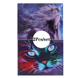 2Pcs Set Purple Horse And Colorful Cat