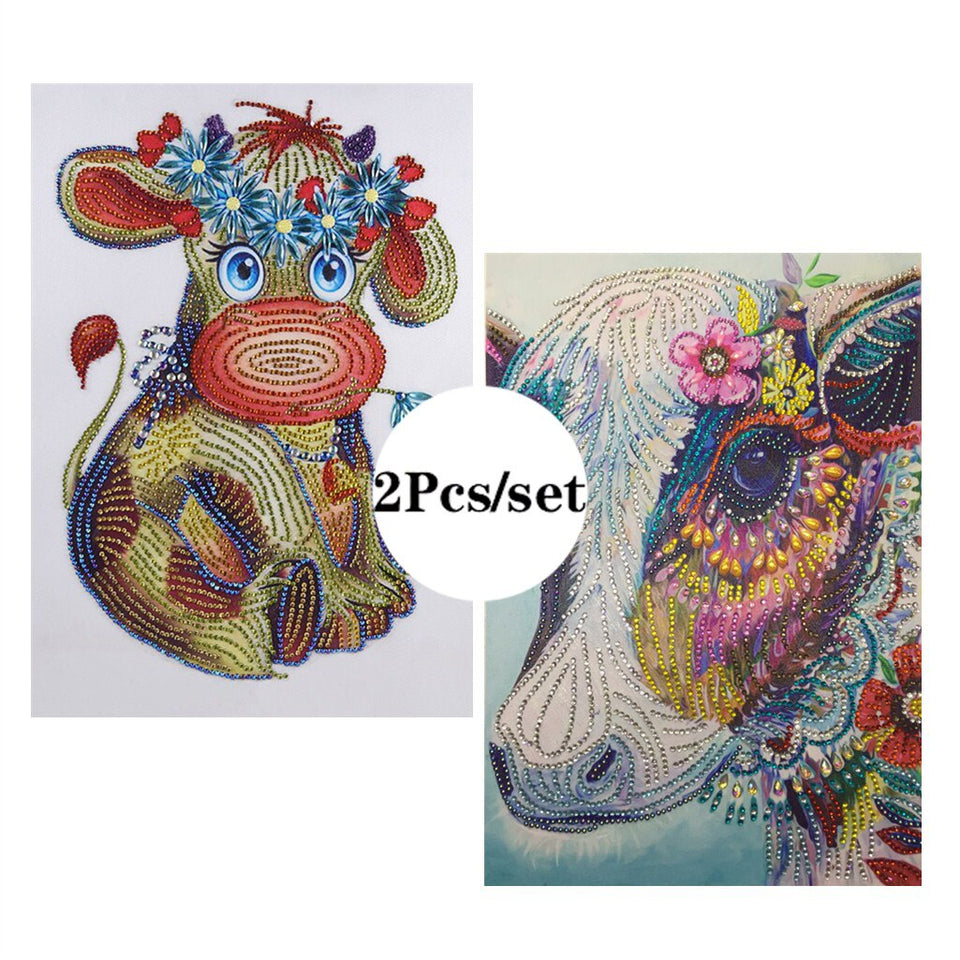 2Pcs Set Lovely Colorful Cows