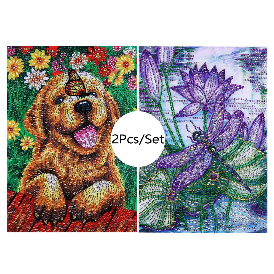 2Pcs Set Cute Colorful Dog And Butterfly