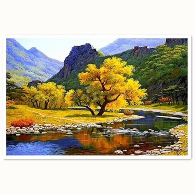 Town In Snow With Trees