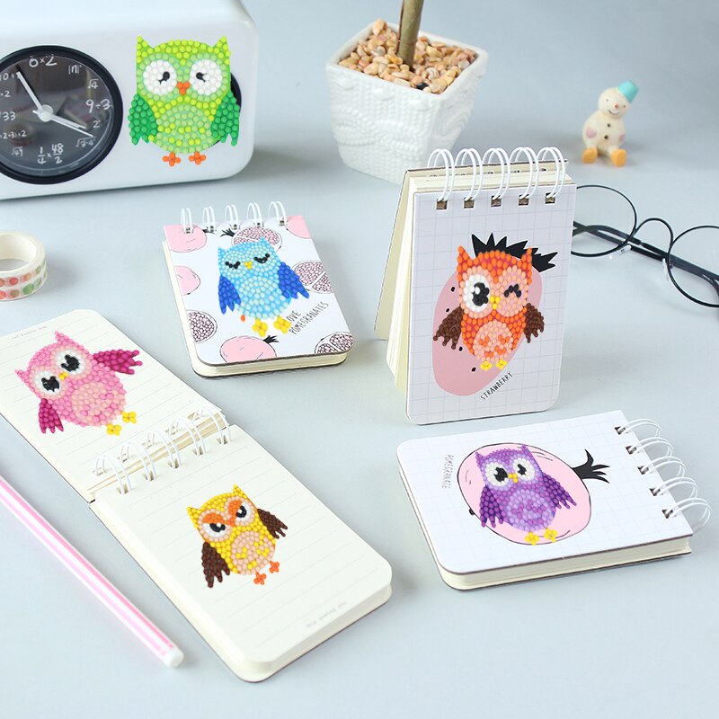 6 Pcs Set - Owl Stickers - Round Diamonds