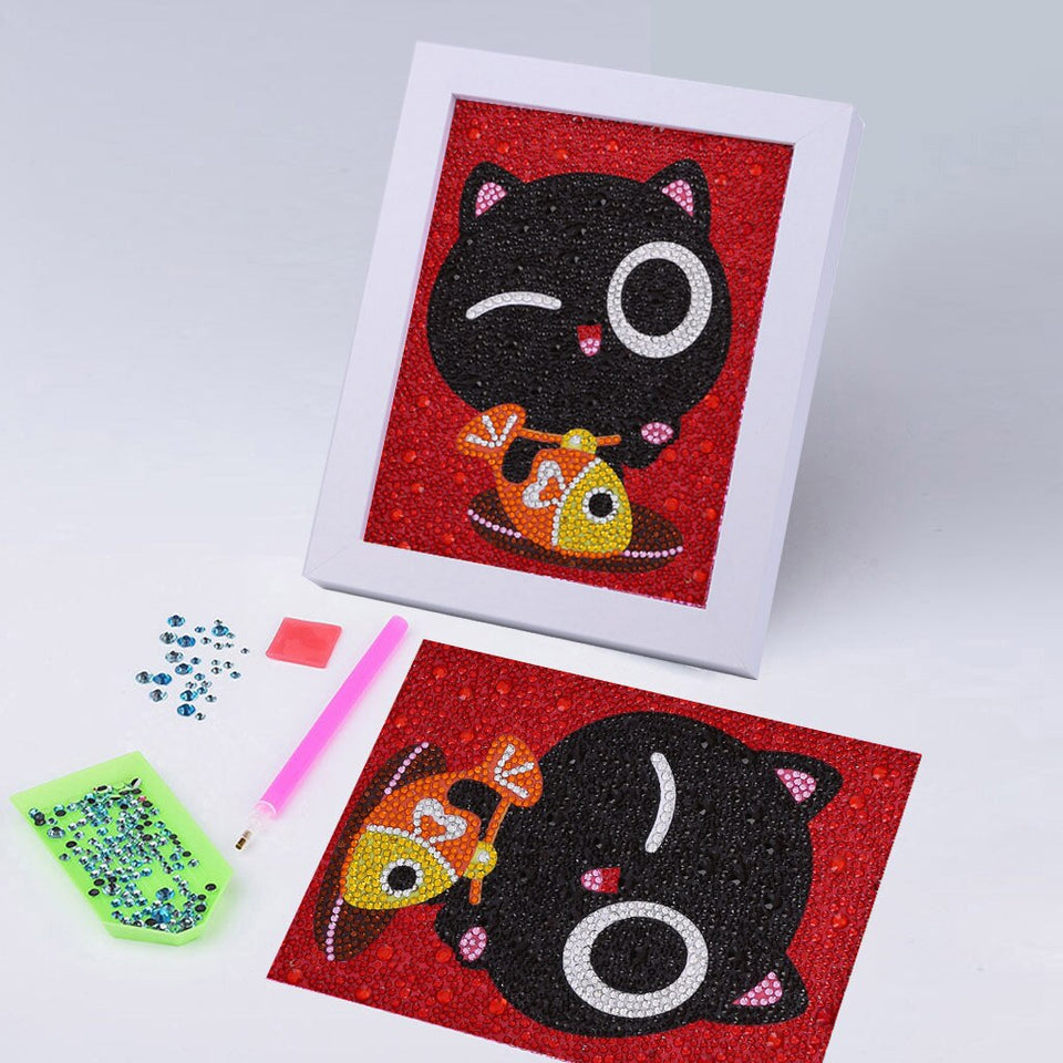 Lovely Black Cat With Fish