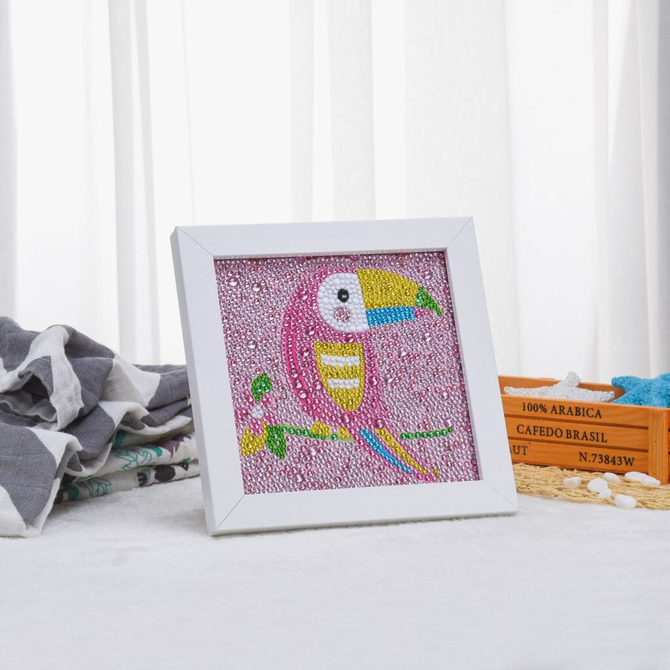 Cute Pink Woodpecker On Branch For Kids