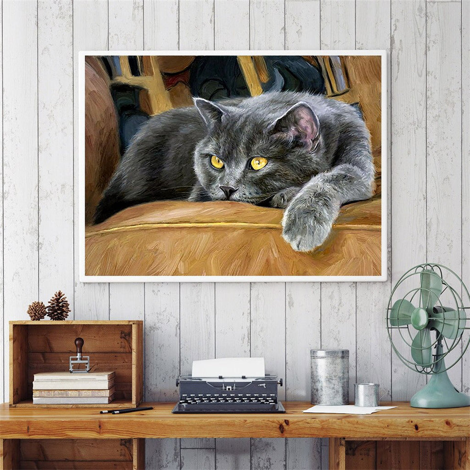 Cat On Couch Special Diamond Painting