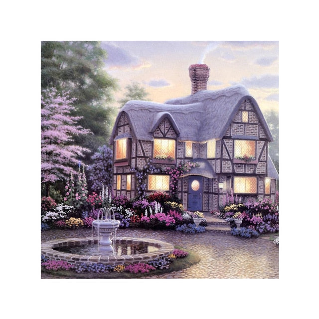 Purple House And Garden And Fountain Special Diamond