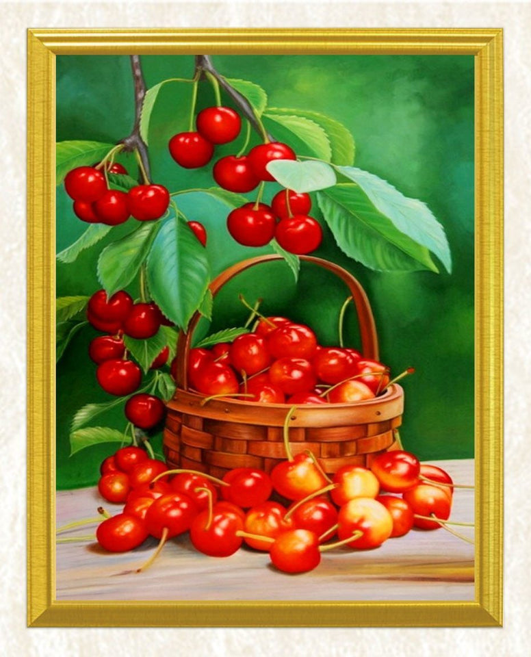 Cherry Basket DIY Diamond Painting - diamond-painting-bliss.myshopify.com