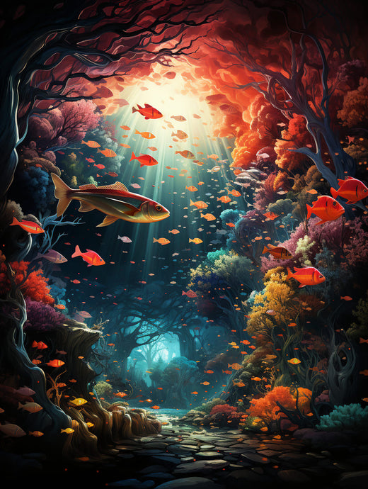 Fish swimming diamond painting