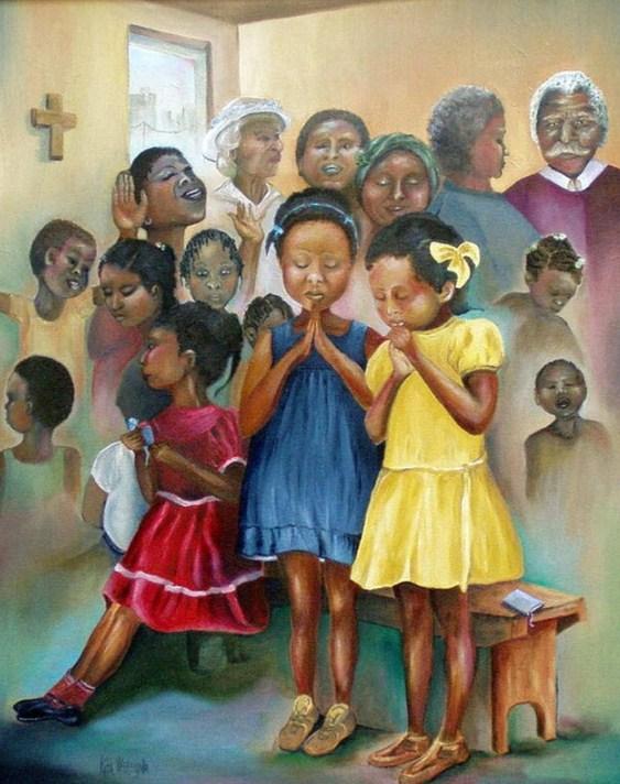 African Children Praying in Church - diamond-painting-bliss.myshopify.com