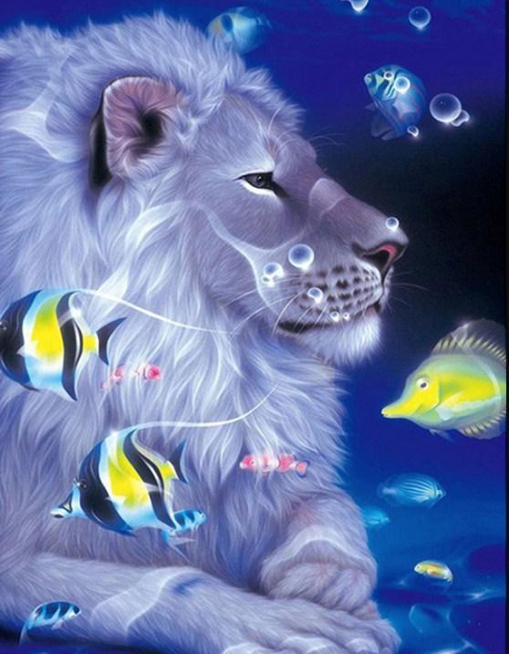 Amazing Lion & Fish Art Diamond Painting - diamond-painting-bliss.myshopify.com