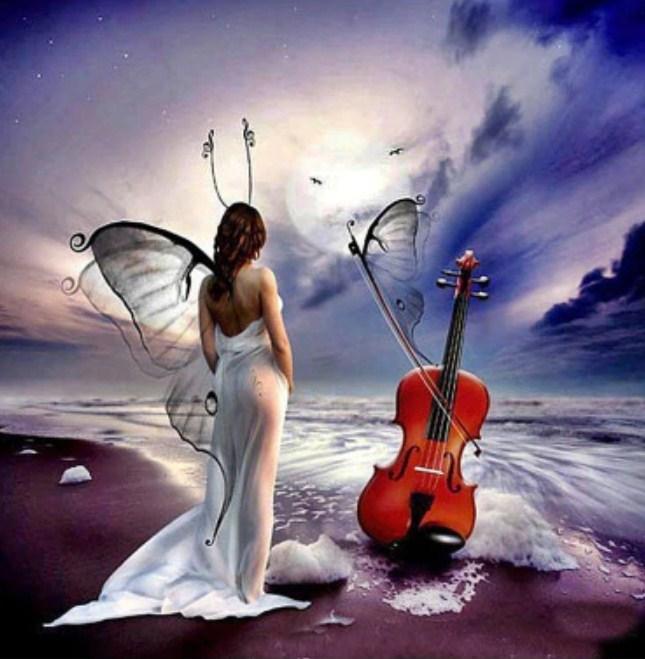 Angel Girl & Guitar on Beach - diamond-painting-bliss.myshopify.com