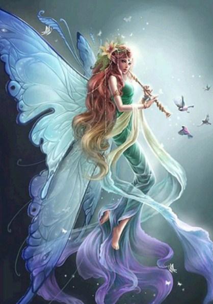 Angel Girl Playing Flute - diamond-painting-bliss.myshopify.com
