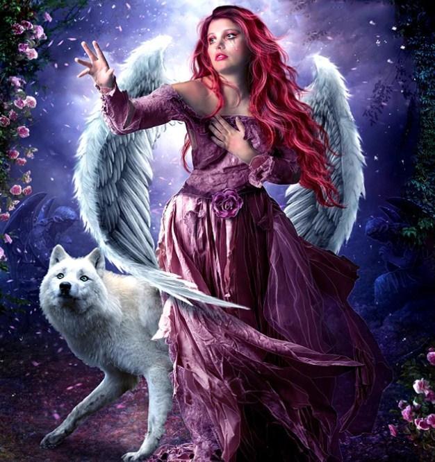 Angel Girl & White Wolf - diamond-painting-bliss.myshopify.com