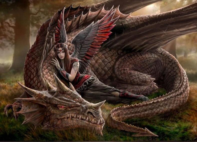 Angel Girl with Furious Dragon - diamond-painting-bliss.myshopify.com