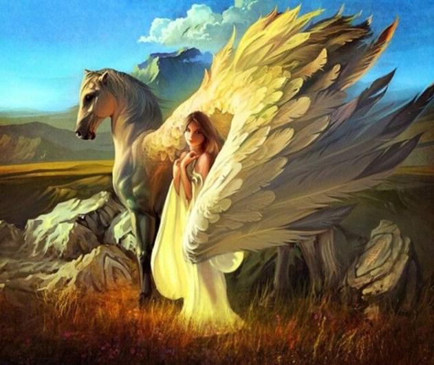 Angel & Horse Diamond Painting Kit - diamond-painting-bliss.myshopify.com