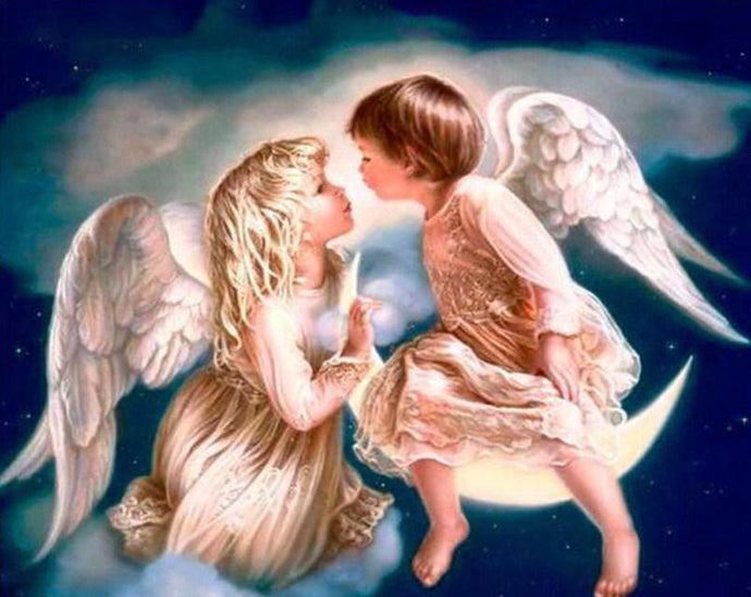 Angel Kiss on Moon - Paint by Diamonds - diamond-painting-bliss.myshopify.com