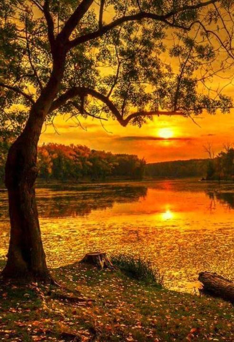 Autumn Evening & Setting Sun - diamond-painting-bliss.myshopify.com