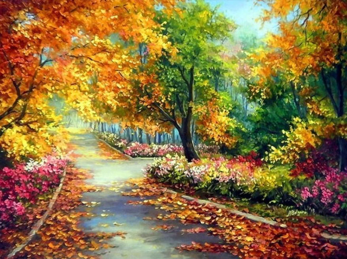 Autumn Pathway - Paint by Diamonds - diamond-painting-bliss.myshopify.com