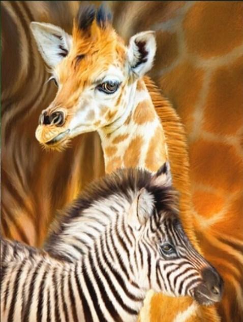 Baby Giraffe & Zebra Diamond Painting - diamond-painting-bliss.myshopify.com