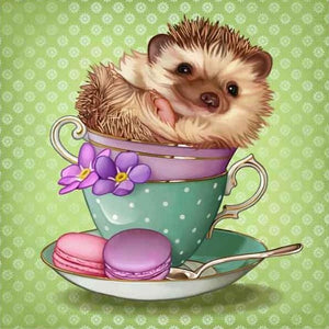 Baby Hedgehog in a Cup - diamond-painting-bliss.myshopify.com