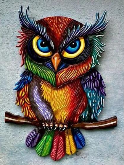 Beautiful & Colorful Owl - diamond-painting-bliss.myshopify.com