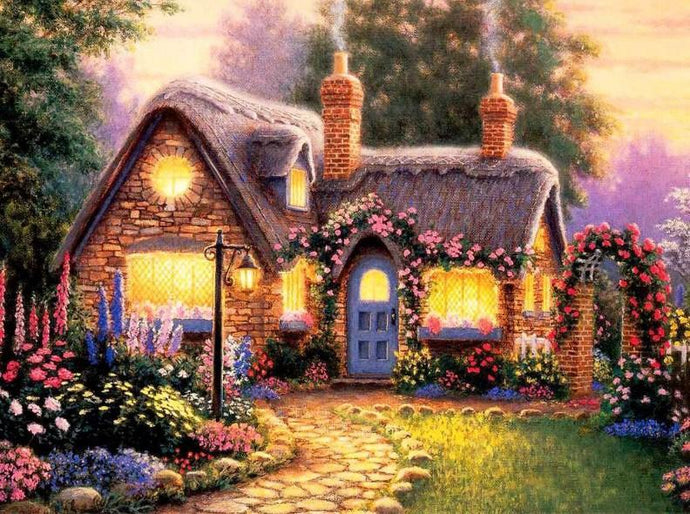 Beautiful Cottage with Flowers Decoration - diamond-painting-bliss.myshopify.com