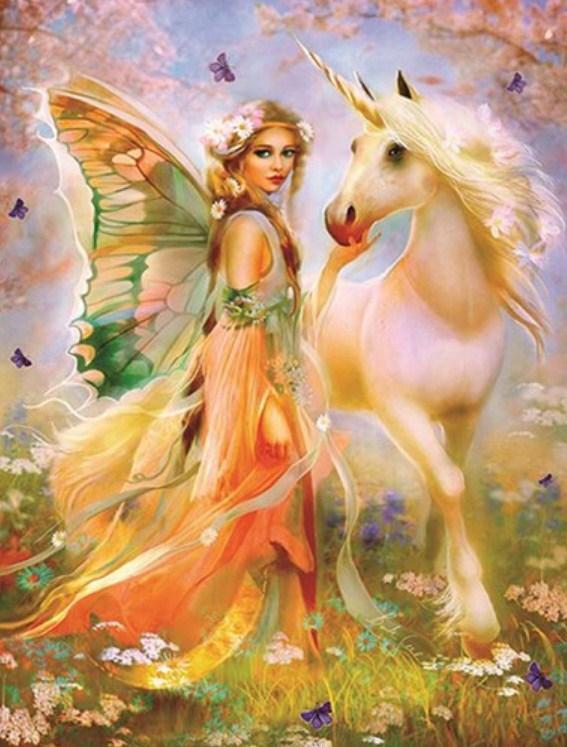 Beautiful Fairy with Unicorn - diamond-painting-bliss.myshopify.com