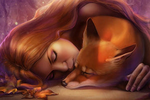 Beautiful Girl & Fox Diamond Painting - diamond-painting-bliss.myshopify.com