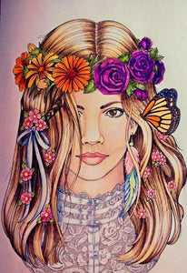 Beautiful Girl with Flowers Crown - diamond-painting-bliss.myshopify.com