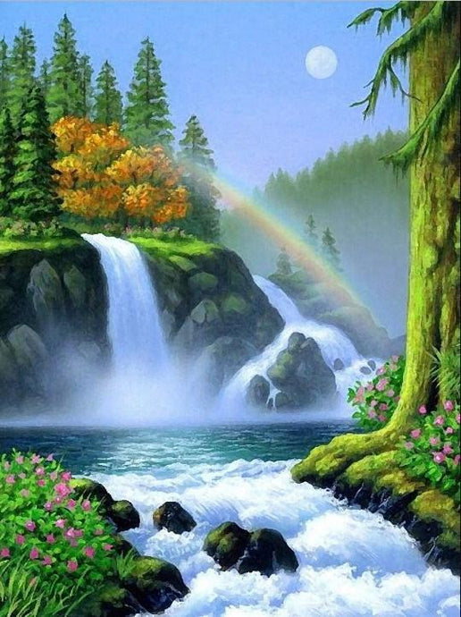 Beautiful Rainbow & Waterfall Diamond Painting - diamond-painting-bliss.myshopify.com